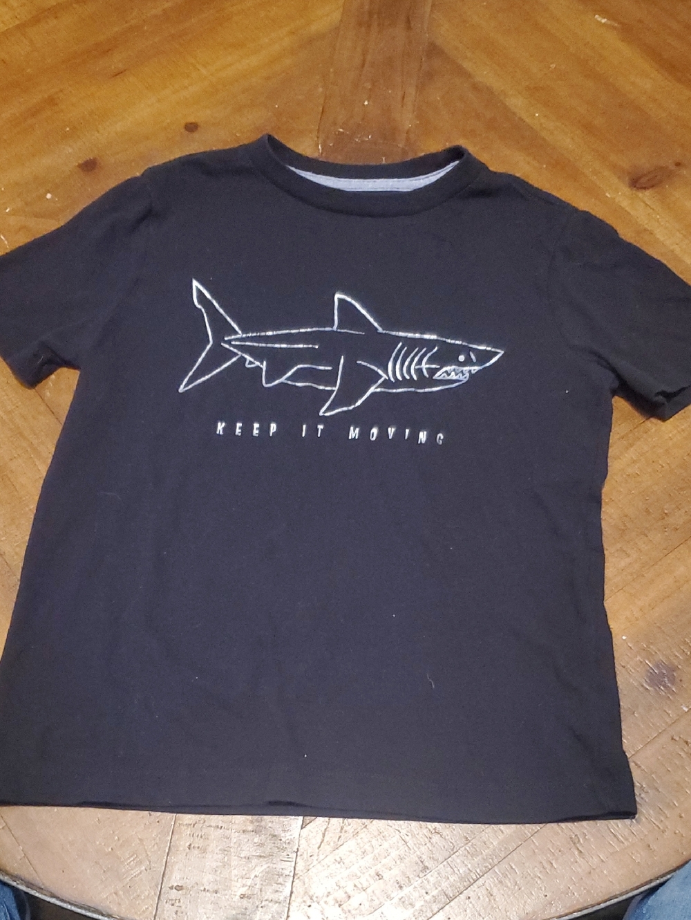 Old Navy Black Short-Sleeve Tee with White Shark Graphic